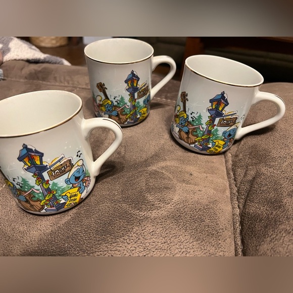 Wallace Berrie & Co Other - Vintage 1982 Smurf Carolers - Three Christmas Mug Coffee Cups - 1st Edition
